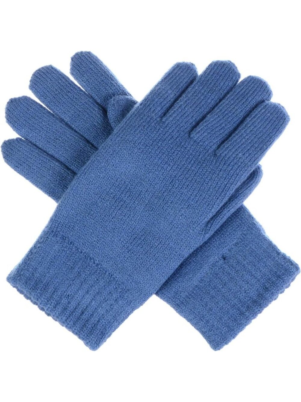 Women's Steel Blue Faux fur Winter Toasty Warm Plush Fleece Lined Knit Gloves